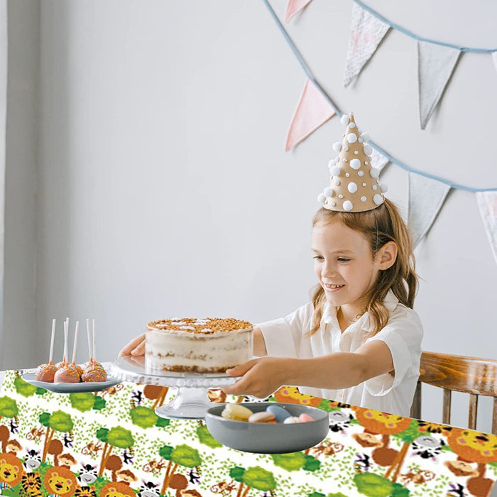 Jungle Animal Tablecloth Waterproof Plastic Party Cover 220×130cm