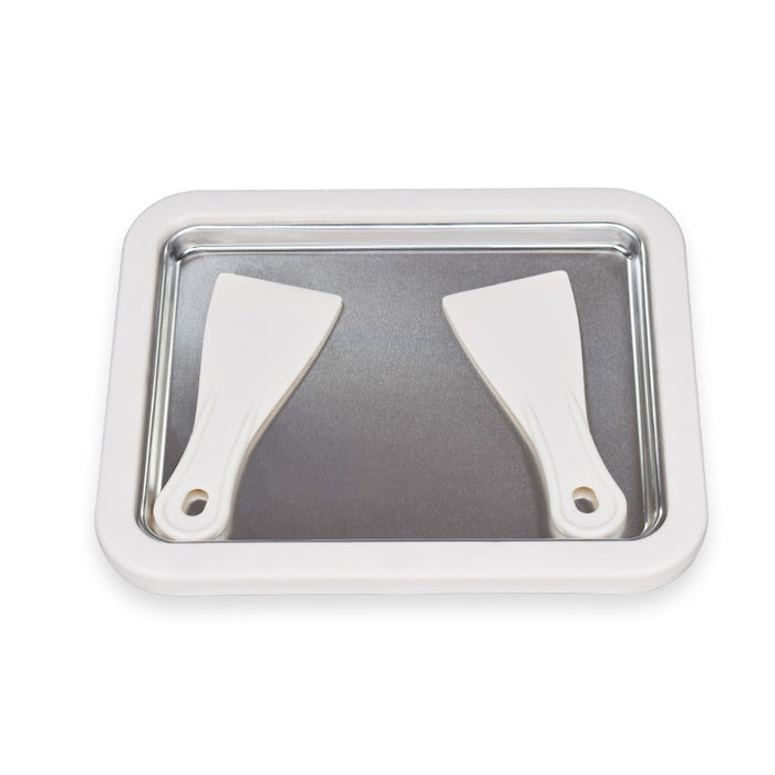 Rolling Ice Cream Pan Stainless Steel with 2 Spatulas, 26x21x3cm