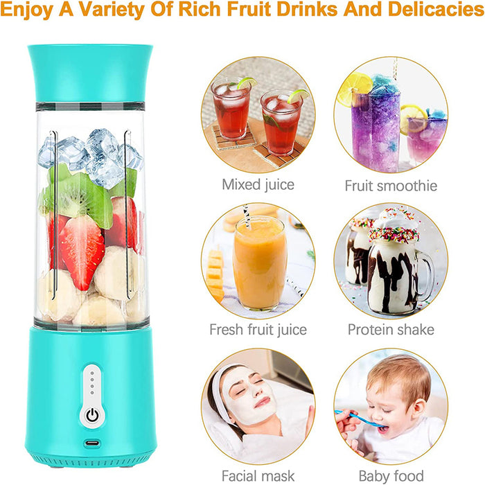 Portable USB Blender, 150W, 6 Blades, 500ml Capacity, Rechargeable Lithium Battery