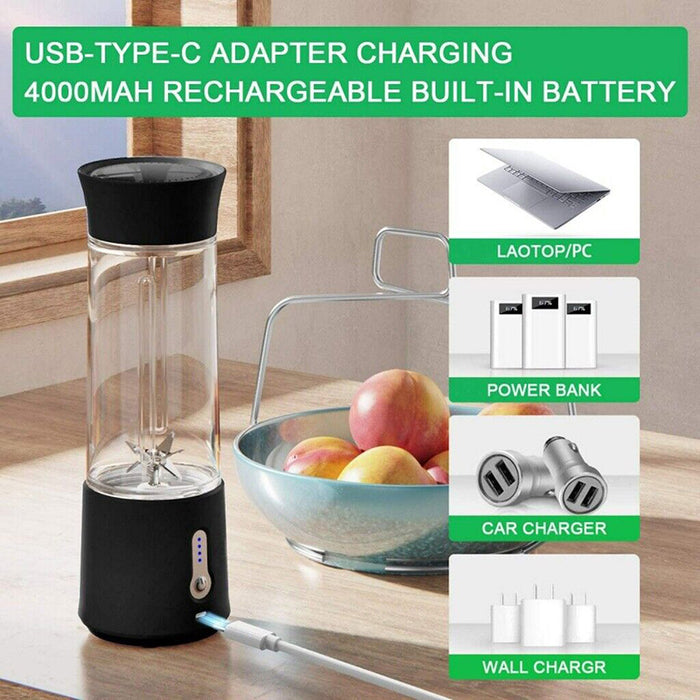 Portable USB Blender, 150W, 6 Blades, 500ml Capacity, Rechargeable Lithium Battery