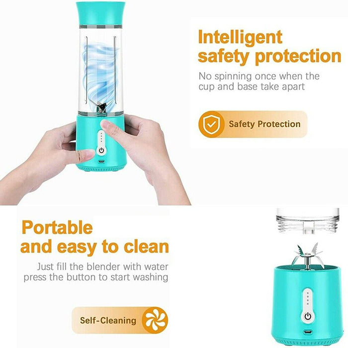 Portable USB Blender, 150W, 6 Blades, 500ml Capacity, Rechargeable Lithium Battery
