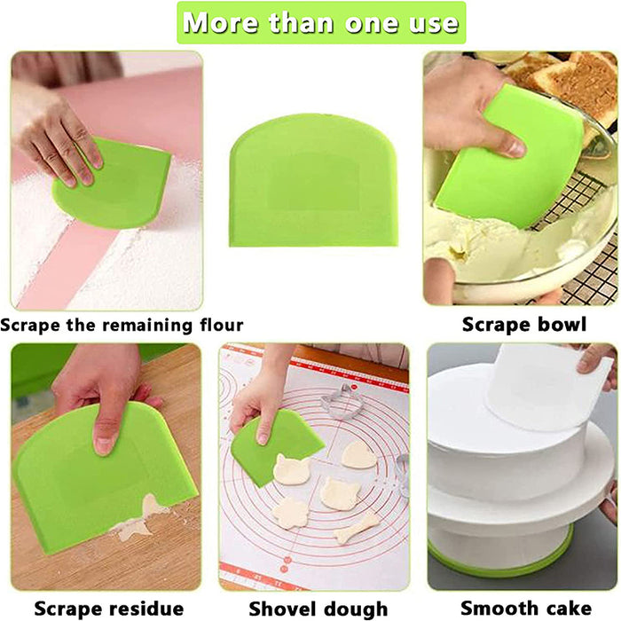 2 Pcs Dough Scrapers Food Grade PE Anti-slip 12x9.5cm