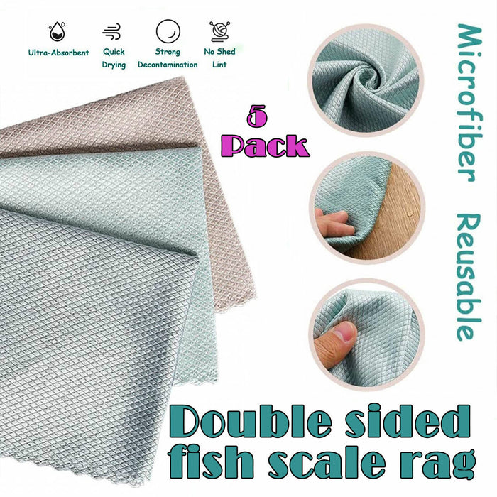 5 Pcs Microfiber Cleaning Cloths Random Colour 25x25/30x40cm