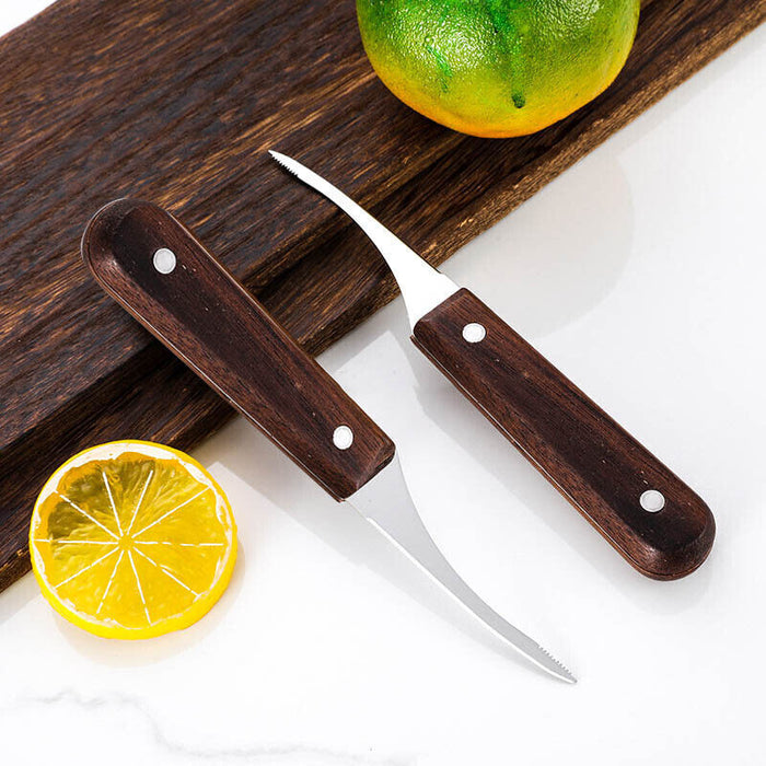 Stainless Steel Shrimp Peeler Tool with Wooden Handle for Seafood