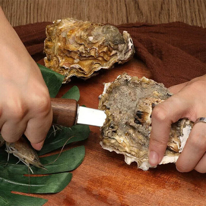 Stainless Steel Shrimp Peeler Tool with Wooden Handle for Seafood