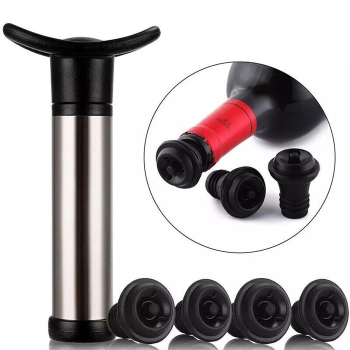 5Pcs Wine Vacuum Stopper Set with Pump ABS Silicone Zinc Alloy