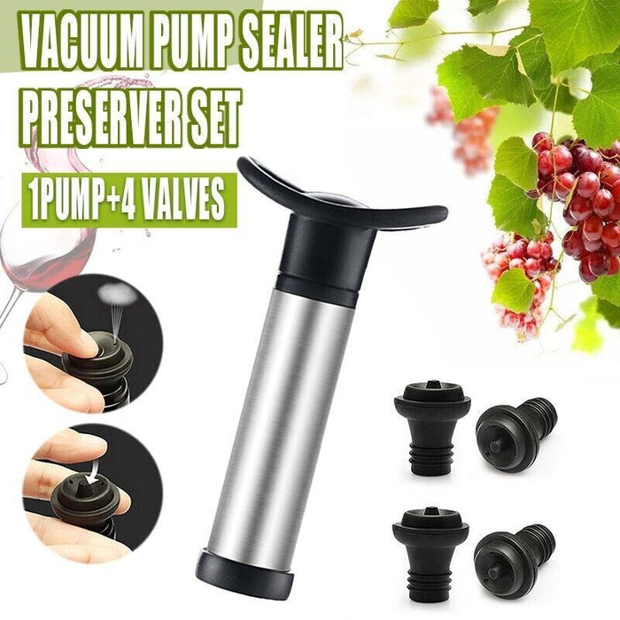5Pcs Wine Vacuum Stopper Set with Pump ABS Silicone Zinc Alloy