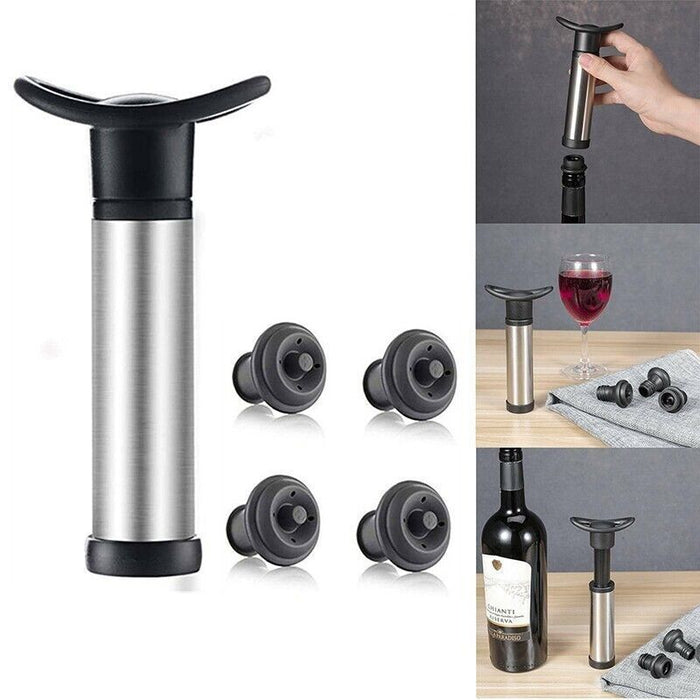 5Pcs Wine Vacuum Stopper Set with Pump ABS Silicone Zinc Alloy
