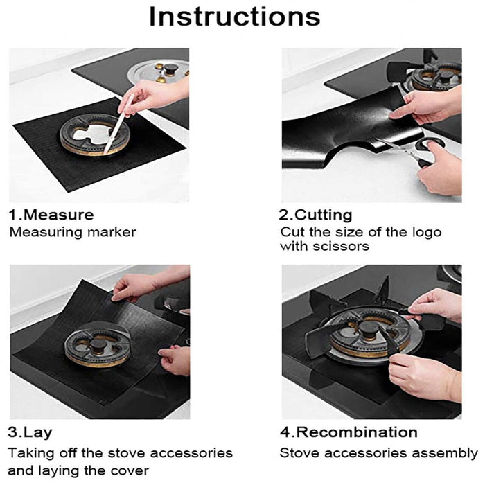 4 Pcs Gas Hob Protector Liners 270×270 mm Non-Stick