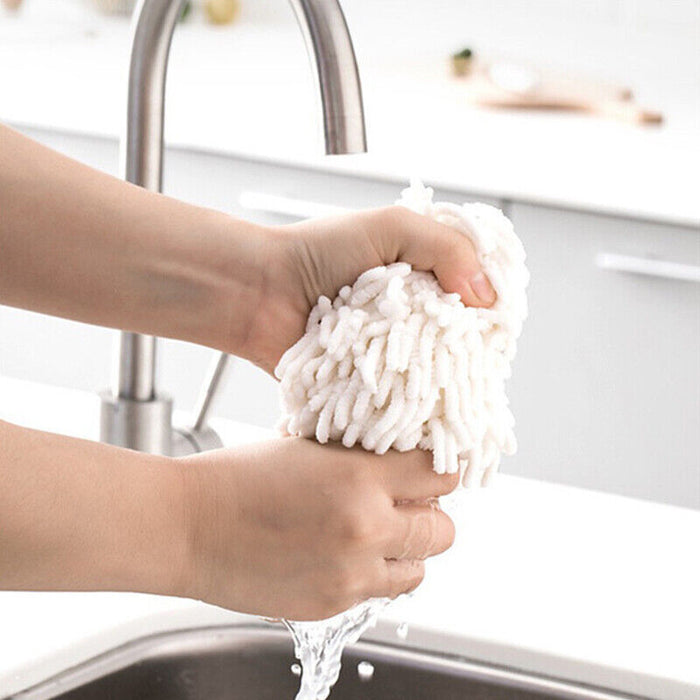Plush Hand Drying Towel, Absorbent Kitchen Towel, Wall-Mounted with Hanging Rope