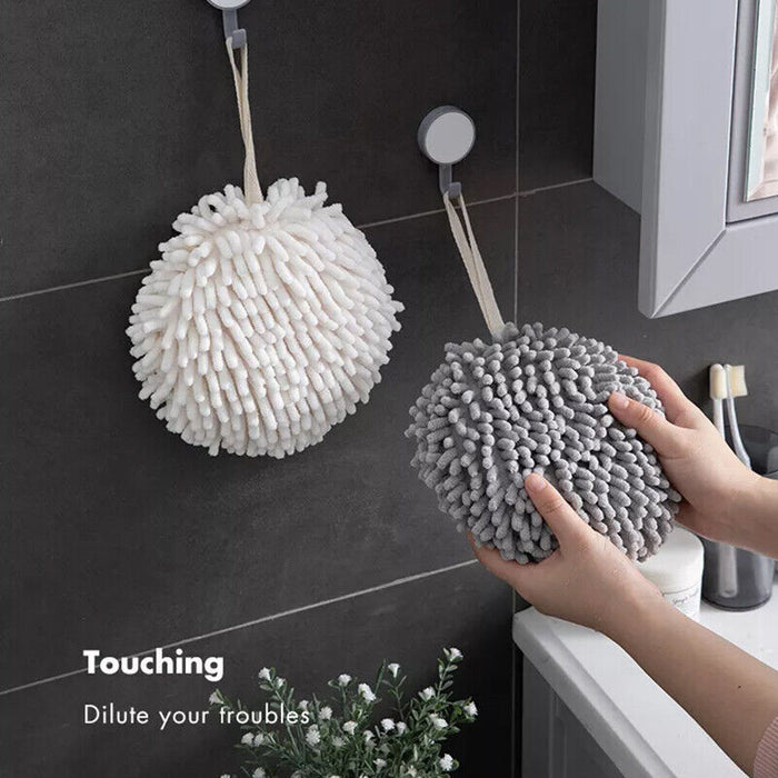 Plush Hand Drying Towel, Absorbent Kitchen Towel, Wall-Mounted with Hanging Rope
