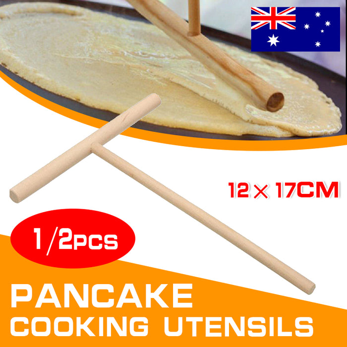 Wooden Crepe Maker Spreader, T-Shape Pancake Batter Spreader, 1/2PCS