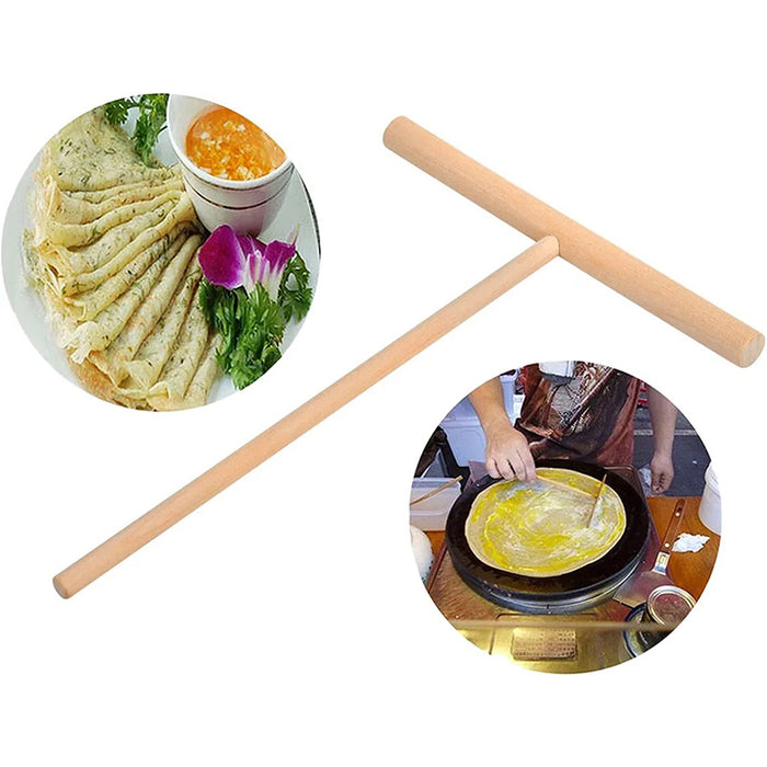 Wooden Crepe Maker Spreader, T-Shape Pancake Batter Spreader, 1/2PCS