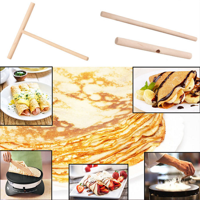 Wooden Crepe Maker Spreader, T-Shape Pancake Batter Spreader, 1/2PCS