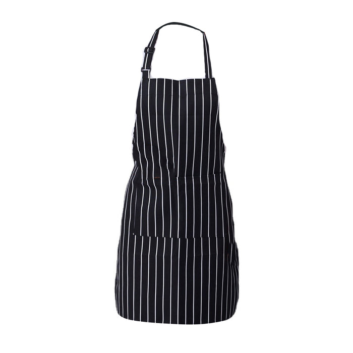 Black White Strip Apron with Pocket, 2pcs