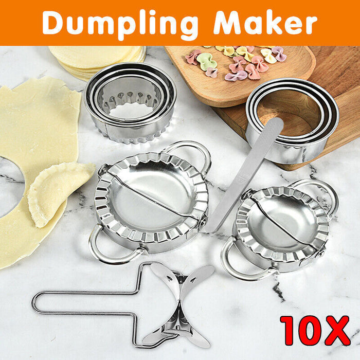 10PCS Stainless Steel Dumpling Maker Set with Roller Knife and Moulds