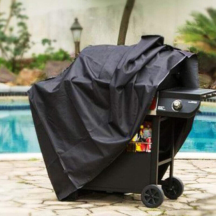 BBQ Grill Cover All-Weather Oxford Cloth Black with Locking Rope