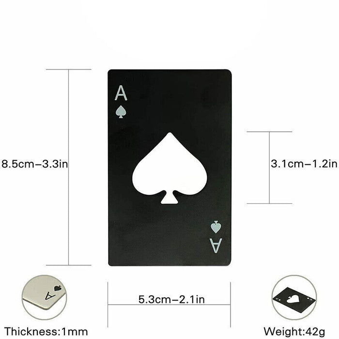 Ace of Spades Credit Card Bottle Opener Stainless Steel