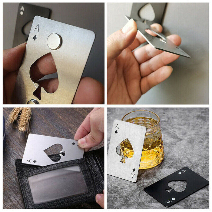 Ace of Spades Credit Card Bottle Opener Stainless Steel