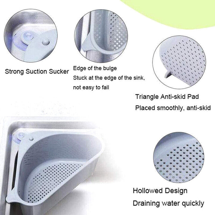 Triangle Sink Storage Drain Basket With Suction Cup PP