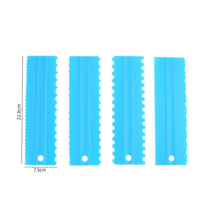 4 Pcs Cake Scrapers Icing Smoother Comb Tools Plastic