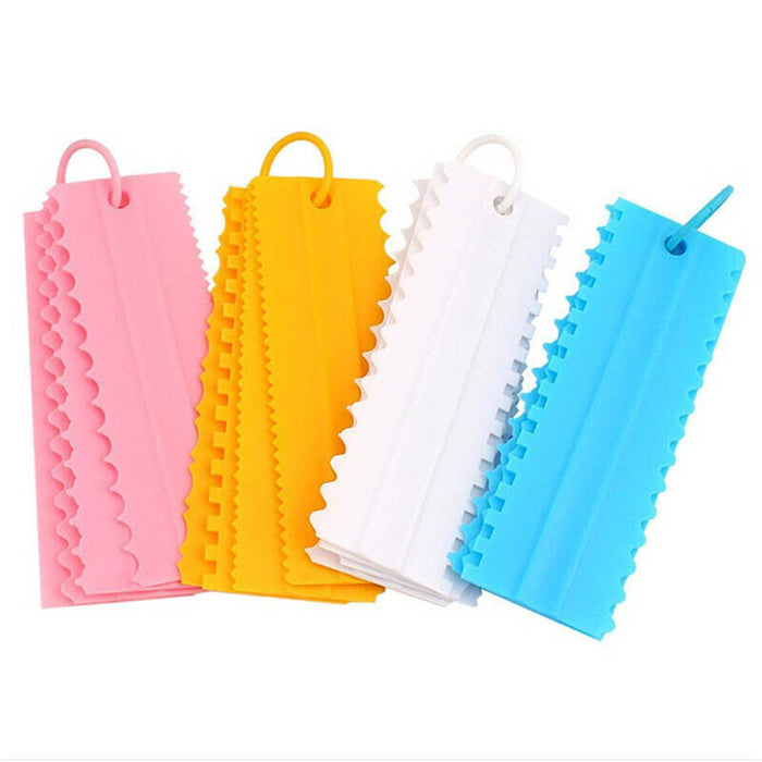 4 Pcs Cake Scrapers Icing Smoother Comb Tools Plastic