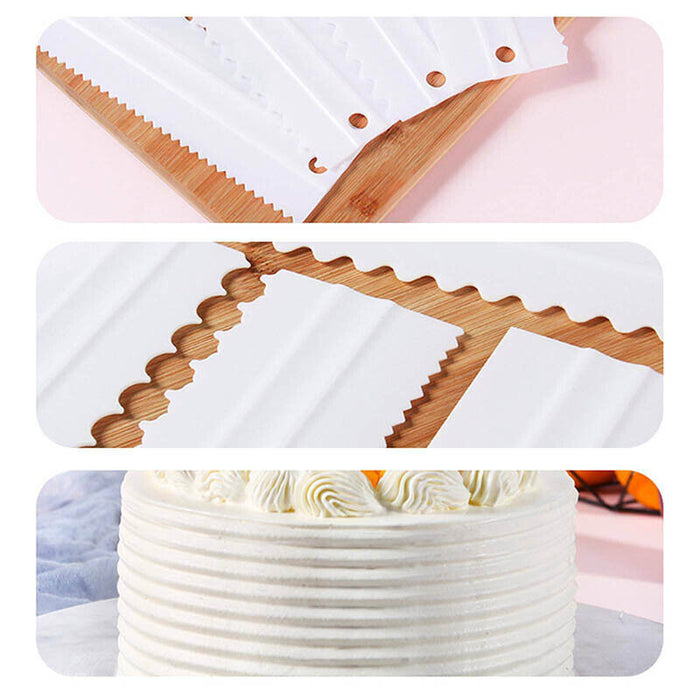 4 Pcs Cake Scrapers Icing Smoother Comb Tools Plastic