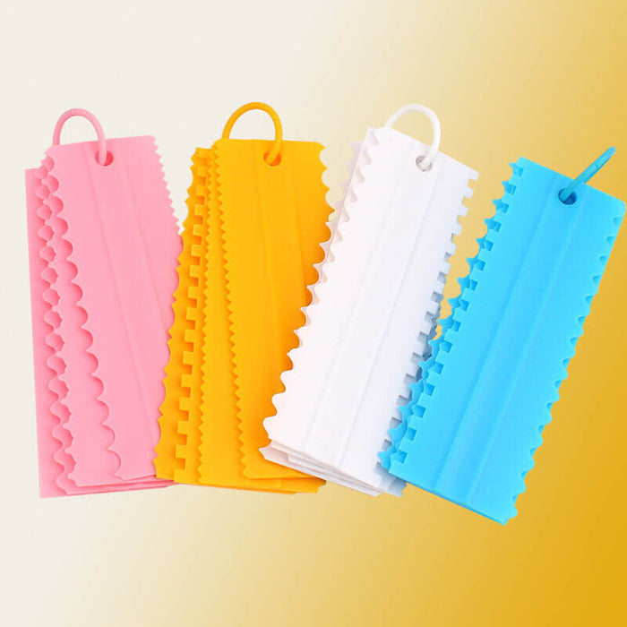 4 Pcs Cake Scrapers Icing Smoother Comb Tools Plastic