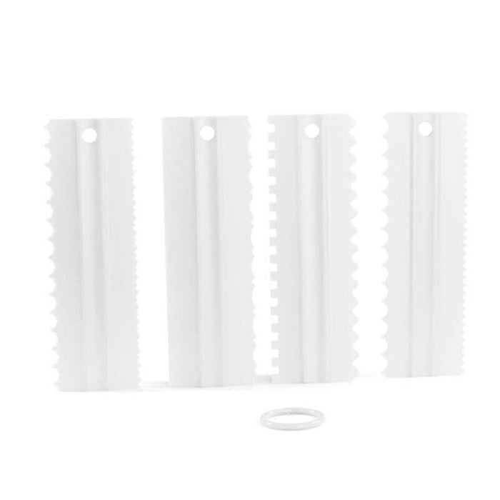 4 Pcs Cake Scrapers Icing Smoother Comb Tools Plastic