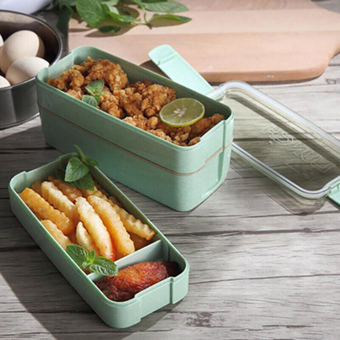 Wheat Straw 3 Layer Lunch Box 900ml With Cutlery