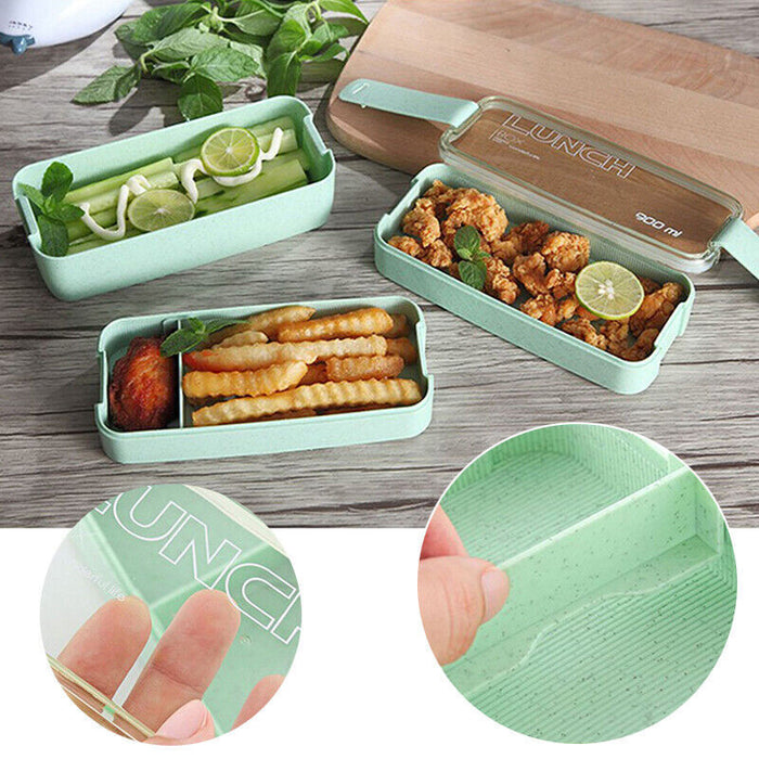 Wheat Straw 3 Layer Lunch Box 900ml With Cutlery