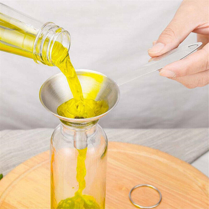 3PCS Stainless Steel Funnel Set with Handle Wide Mouth Liquid Filter Kitchen Tool