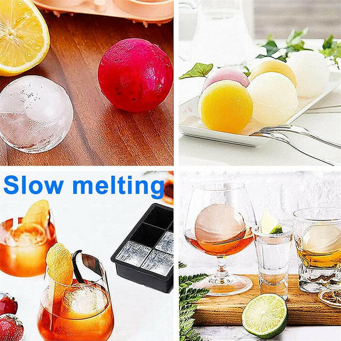 4 Pcs Ice Ball Maker Mould with Silicone Cover Plastic 5.5 x 6cm