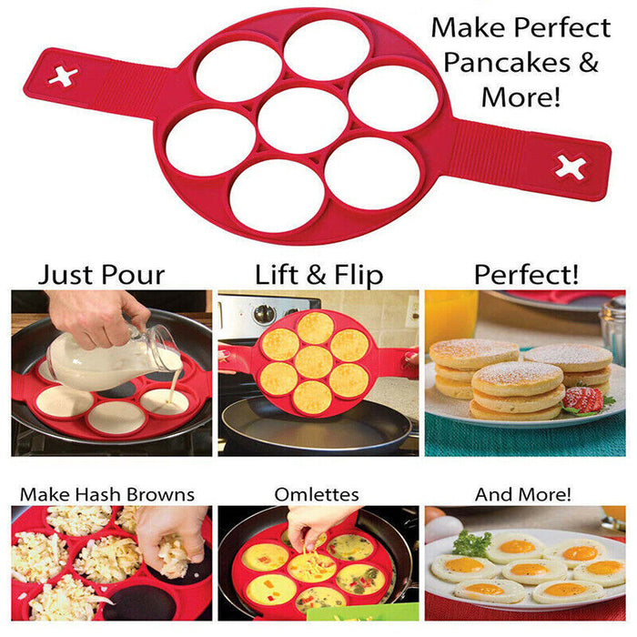Nonstick Silicone Pancake Ring Maker Red 385 mm Anti-Hot