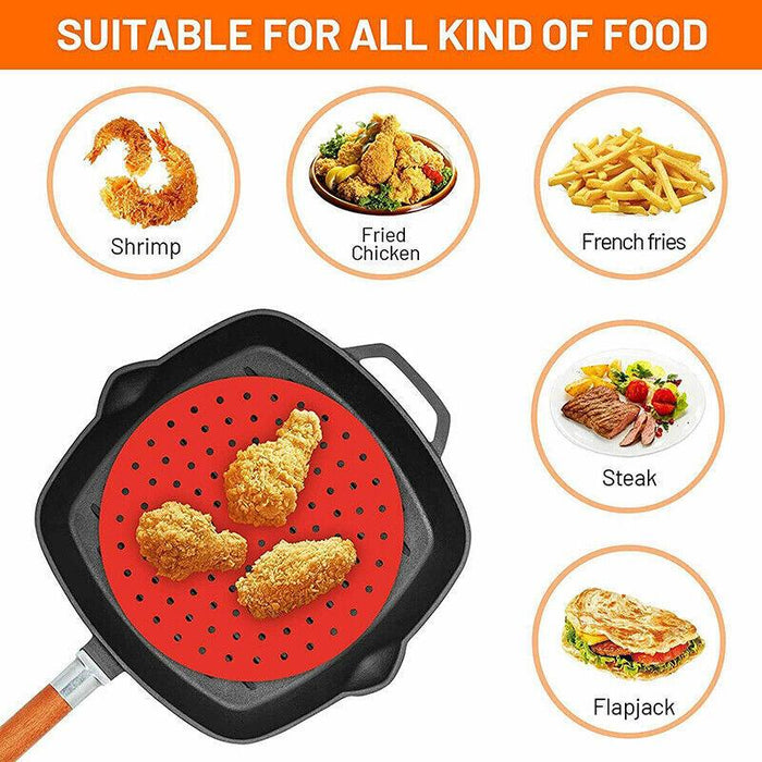 Reusable Silicone Air Fryer Liners Non-Stick Round Basket Mat