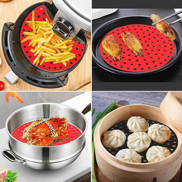 Reusable Silicone Air Fryer Liners Non-Stick Round Basket Mat