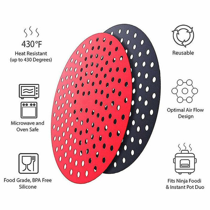Reusable Silicone Air Fryer Liners Non-Stick Round Basket Mat
