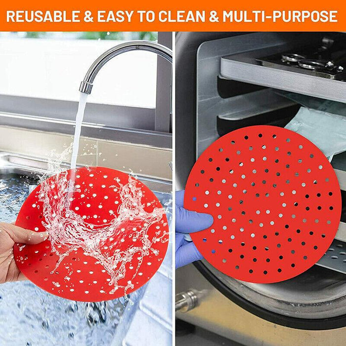 Reusable Silicone Air Fryer Liners Non-Stick Round Basket Mat