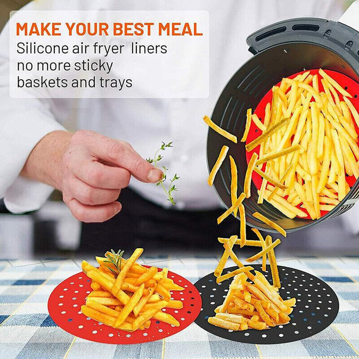 Reusable Silicone Air Fryer Liners Non-Stick Round Basket Mat