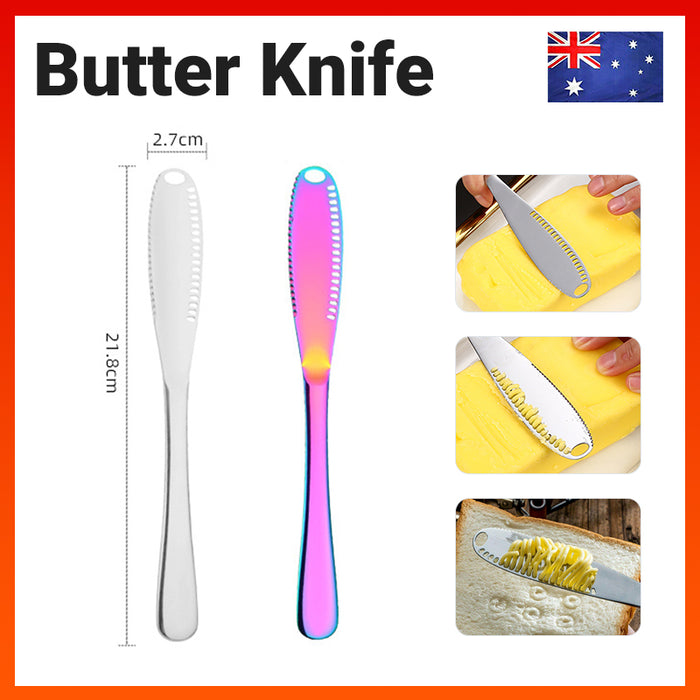 Stainless Steel Butter Knife Serrated Slotted Spreader 20.5cm