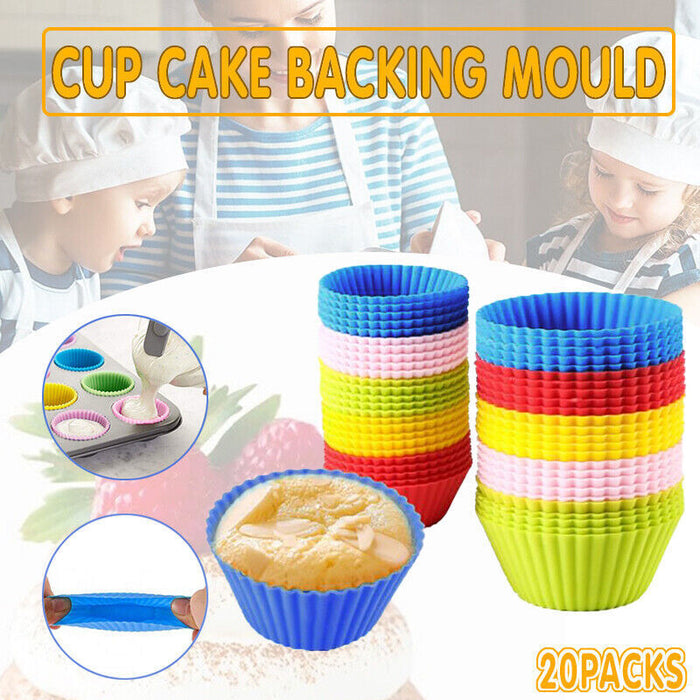 20 Pcs Silicone Cupcake Molds Round Cake Baking Mould Muffin Cup