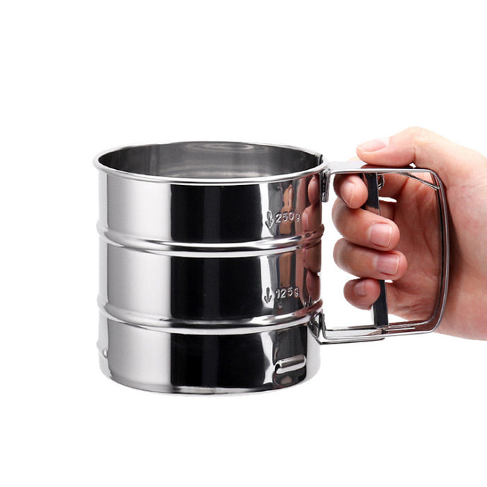 Semi-Automatic Flour Sifter Cup with Fine Mesh for Icing Sugar and Cocoa