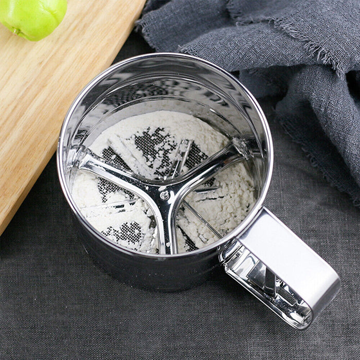 Semi-Automatic Flour Sifter Cup with Fine Mesh for Icing Sugar and Cocoa