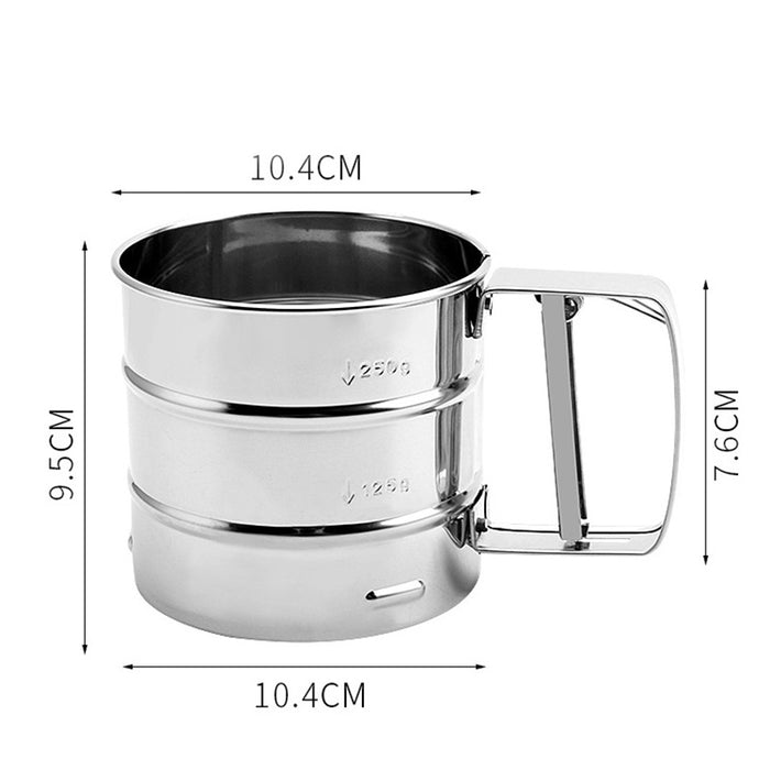 Semi-Automatic Flour Sifter Cup with Fine Mesh for Icing Sugar and Cocoa