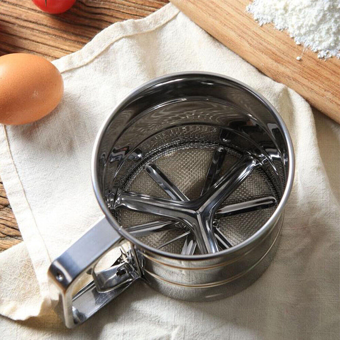 Semi-Automatic Flour Sifter Cup with Fine Mesh for Icing Sugar and Cocoa