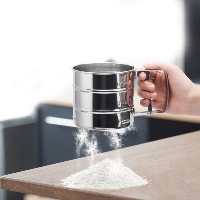 Semi-Automatic Flour Sifter Cup with Fine Mesh for Icing Sugar and Cocoa