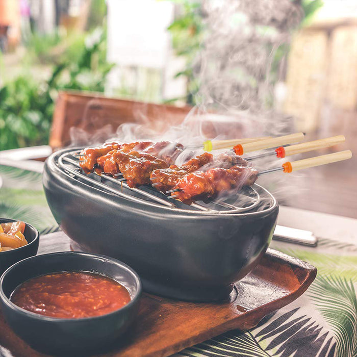 8Pcs Retractable Barbecue Fork Set with Canvas Bag