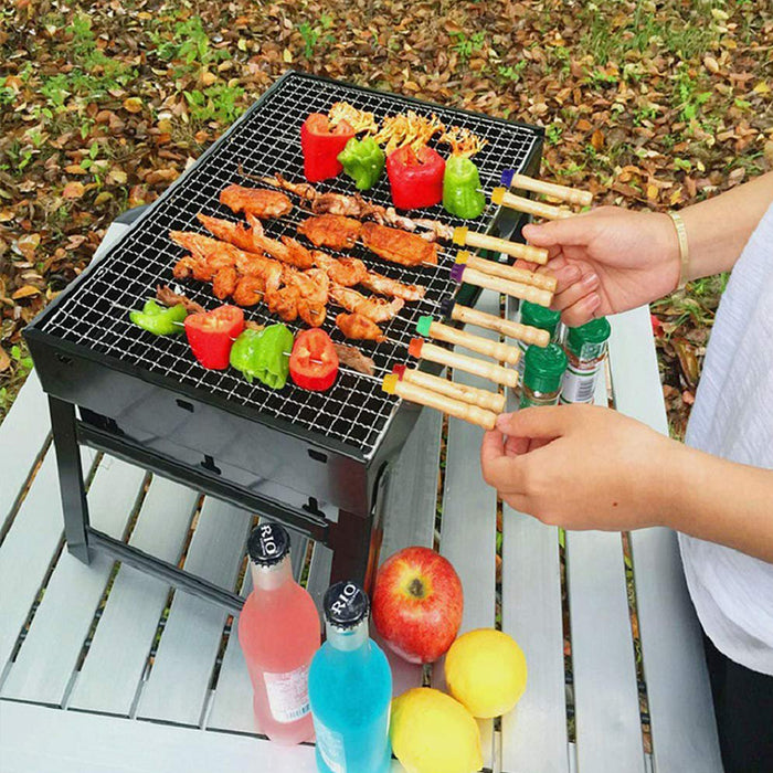 8Pcs Retractable Barbecue Fork Set with Canvas Bag