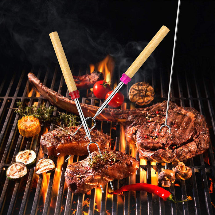 8Pcs Retractable Barbecue Fork Set with Canvas Bag