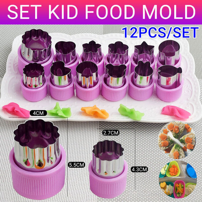 Kids Food Mould Set Stainless Steel with ABS Covers Purple